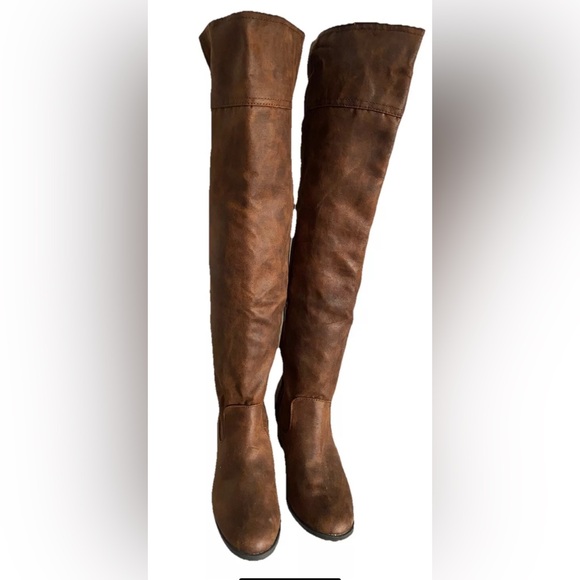 NWT White Mountain Bonita Over The Knee Lace up Boots Cognac Brown